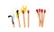 Matches as Small Wooden Stick for Starting Fire Vector Set