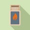 Matches box icon flat vector. Trip camp