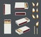 Matches. Flame from wooden stick different points view of containers for matches decent vector realistic templates