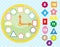 Matching children educational game. Clock puzzle shape sorting for kids and toddlers. Learn numbers, time and forms