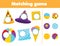 Matching children educational game. Find missing part of objects. Activity for kids and toddlers