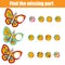 Matching children educational game. Find missing part puzzle activity