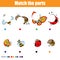 Matching children educational game. Kids activity. Match insects parts. Find missing puzzle