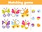 Matching children educational game. Match parts of cute butterflies. Activity for kids and toddlers