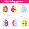 Matching children educational game. Match parts of easter eggs. Learning symmetry for kids and toddlers