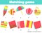 Matching children educational game. Match by pattern. Activity for kids and toddlers summer holidays theme