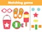 Matching children educational game. Match by shape. Activity for kids and toddlers summer holidays theme