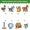 Matching game for children. Match animals and suitable objects