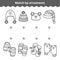 Matching game for children, Match the mitten and hats by ornament