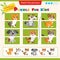 Matching game for children. Puzzle for kids. Match the right parts of the images. Pets. Dogs and cats