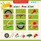 Matching game for children. Puzzle for kids. Match the right parts of the images. Set of sports equipment. Baseball, Billiards,