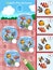 Matching game, education game for children. Puzzle for kids. Match by elements. Aquarium fishes. Clownfish, guppy, angelfish.