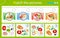 Matching game, education game for children. Puzzle for kids. Match by elements. Portions lunch or dinner. Food and meals. Dishes