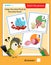 Matching game, education game for children. Puzzle for kids. Match the right object. Help the bird find its favorite food