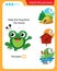 Matching game, education game for children. Puzzle for kids. Match the right object. Help the frog find his home