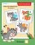 Matching game, education game for children. Puzzle for kids. Match the right object. Help the little kitten find its parent