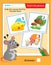 Matching game, education game for children. Puzzle for kids. Match the right object. Help the mouse find his favorite food