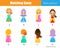 Matching game. Educational children activity with cute princess. Learning back and front