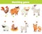 Matching game. Educational children activity. match male and female animals. Activity for pre scholl years kids and toddlers