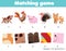 Matching game. Educational children activity. Match pattern with farm animal