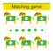 Matching game. Task for the development of attention and logic. Cartoon horse