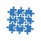 Matching, puzzle, solution icon. Blue vector sketch