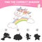 Matching unicorn shadow game for children