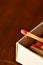 Matchstick matchbox on Table macro classic decoration fire candle retro