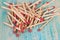 Matchsticks over wooden background