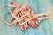 Matchsticks over wooden background