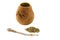 Mate calabash and bombilla on white background