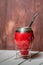 Mate cup and straw on the table. Yerba mate is an herbal tea. It\\\'s a traditional drink in Latin and South America