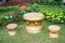 Material bronze drums on grass in vietnames