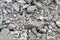 Material concrete and brick rubble debris ruins