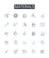 Materials line icons collection. Comestibles, Ingredients, Elements, Compnts, Resources, Substances, Stuff vector and