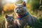 maternal love between two british shorthair cats, a mother and her kitten, who proudly wear lgtbi flags on their necks, Generative