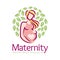 Maternity logo design template, pregnancy mother and baby symbol or icon template