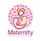 Maternity logo design template, pregnancy mother and baby symbol or icon template