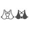 Maternity Nursing Bra line and solid icon. Lingerie outline style pictogram on white background. Breastfeeding Supplies