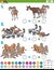 Math addition educational task with cartoon animal characters