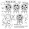 Math addition game. Puzzle for kids. Coloring Page Outline Of cartoon cheerful boy indian with bow for shooting and arrow and with