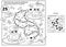 Math addition game. Puzzle for kids. Maze. Coloring Page Outline Of cartoon little frogs. Coloring Book for children