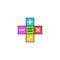 Math calculator logo, Mathematical symbols plus, minus, subtract, multiply, equals icon on the colored tiles, simple modern flat