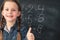 Math class smart happy young girl chalkboard