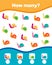 Math colorful game for kids. How many cute snails are there.