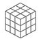 Math cube thin line icon, block and geometric