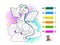 Math education for children. Coloring book. Mathematical exercises on addition and subtraction. Solve examples and paint dragon.