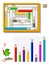 Math education for kids. Logic puzzle game. Coloring book. Count quantity of squares and paint pencils correctly.