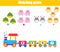 Math educational game for children. Matching mathematics activity. Counting game for kids