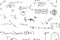 Math equations hand write scientific formulas and calculations in physics and mathematics on white